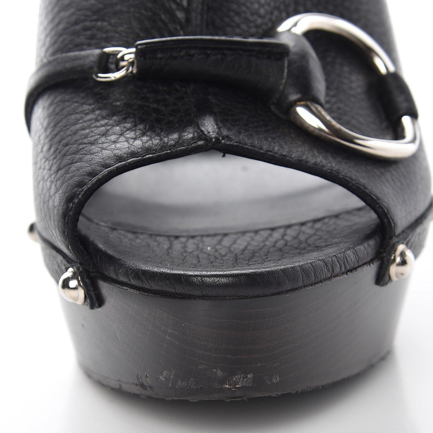 Cellarius Soft Calfskin Icon Bit Platform Clog High Heel Slide Sandals 37.5 Black