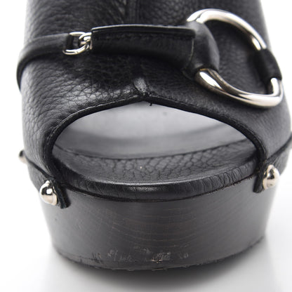 Gucci Cellarius Soft Calfskin Icon Bit Platform Clog High Heel Slide Sandals 37.5 Black 12 of 13