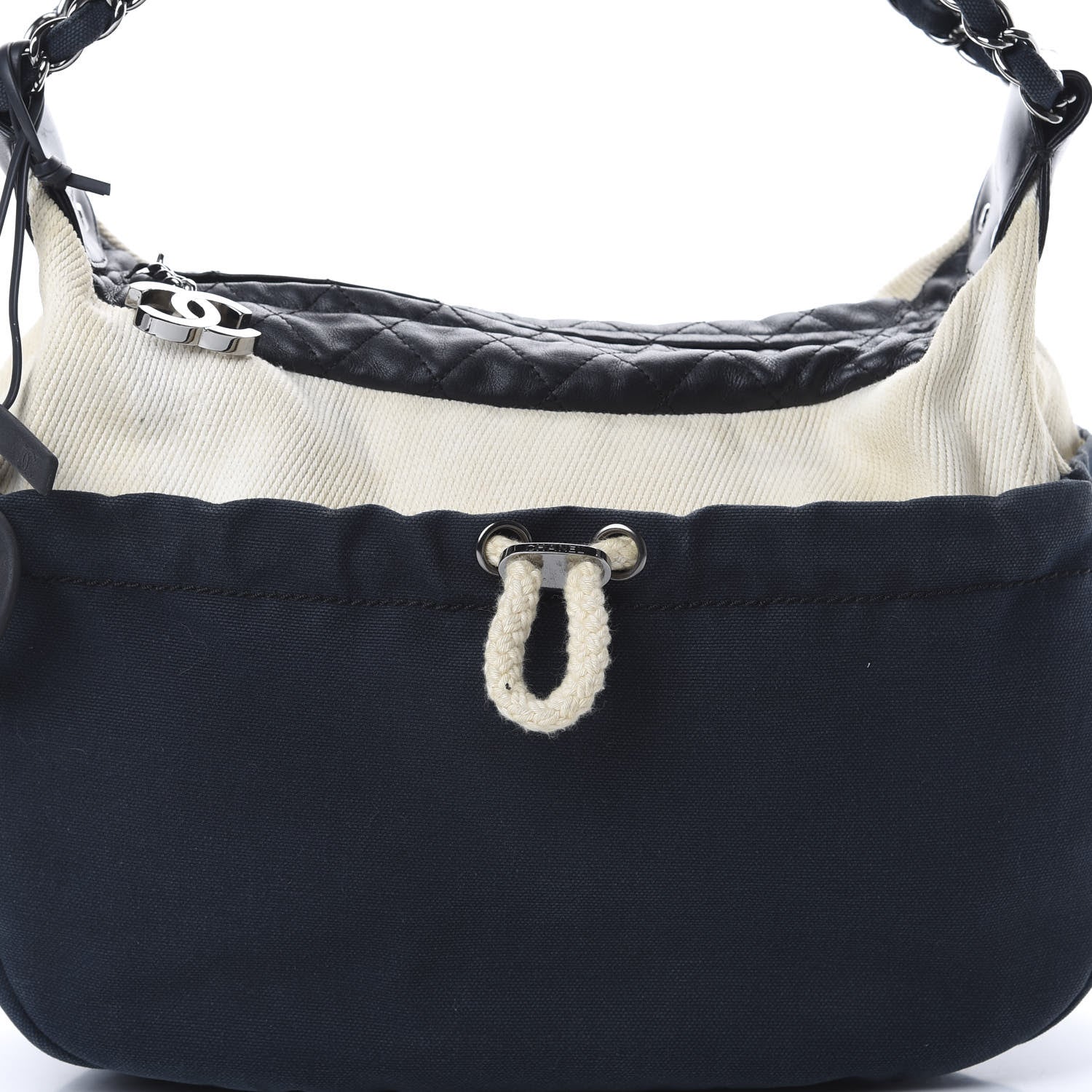 Chanel Canvas Sport Drawstring Hobo Navy Off White 8 of 16