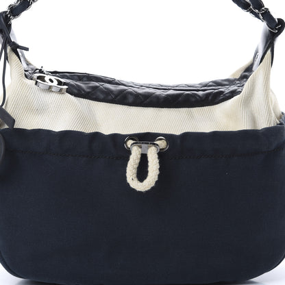 Chanel Canvas Sport Drawstring Hobo Navy Off White 8 of 16