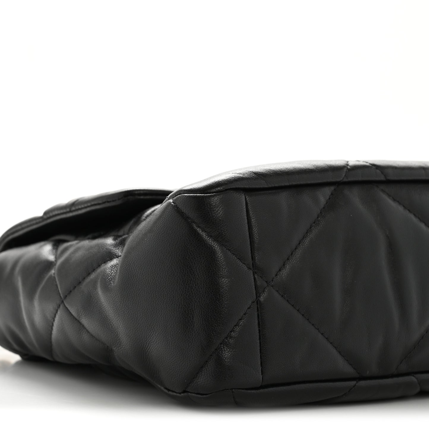Shiny Goatskin Quilted Large Chanel 19 Flap Black