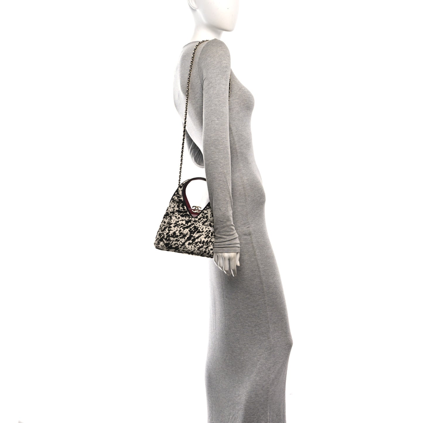 Pony Hair Printed Chic Lady Small Shopping Tote White Black