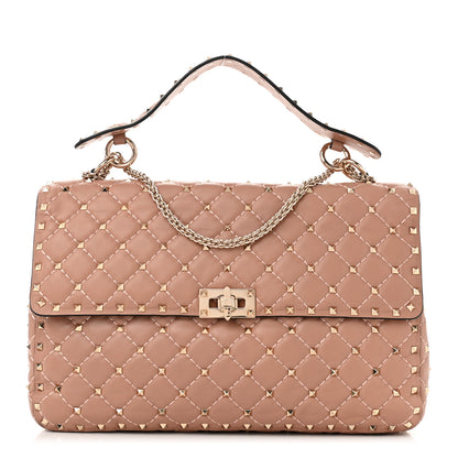 Valentino Garavani Nappa Large Rockstud Spike Shoulder Bag Poudre 1 of 9