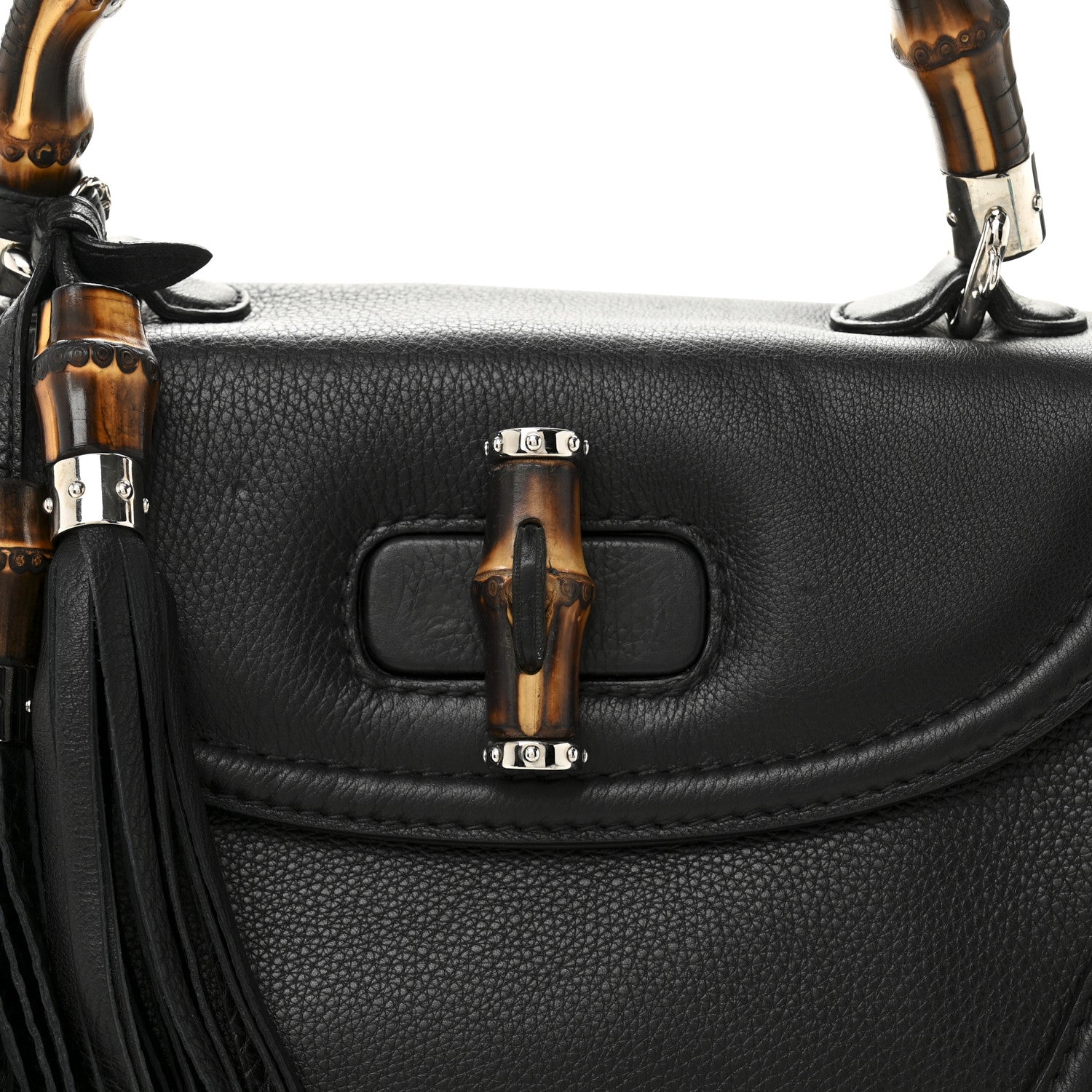 Gucci Calfskin Medium New Bamboo Top Handle Bag Black 8 of 11