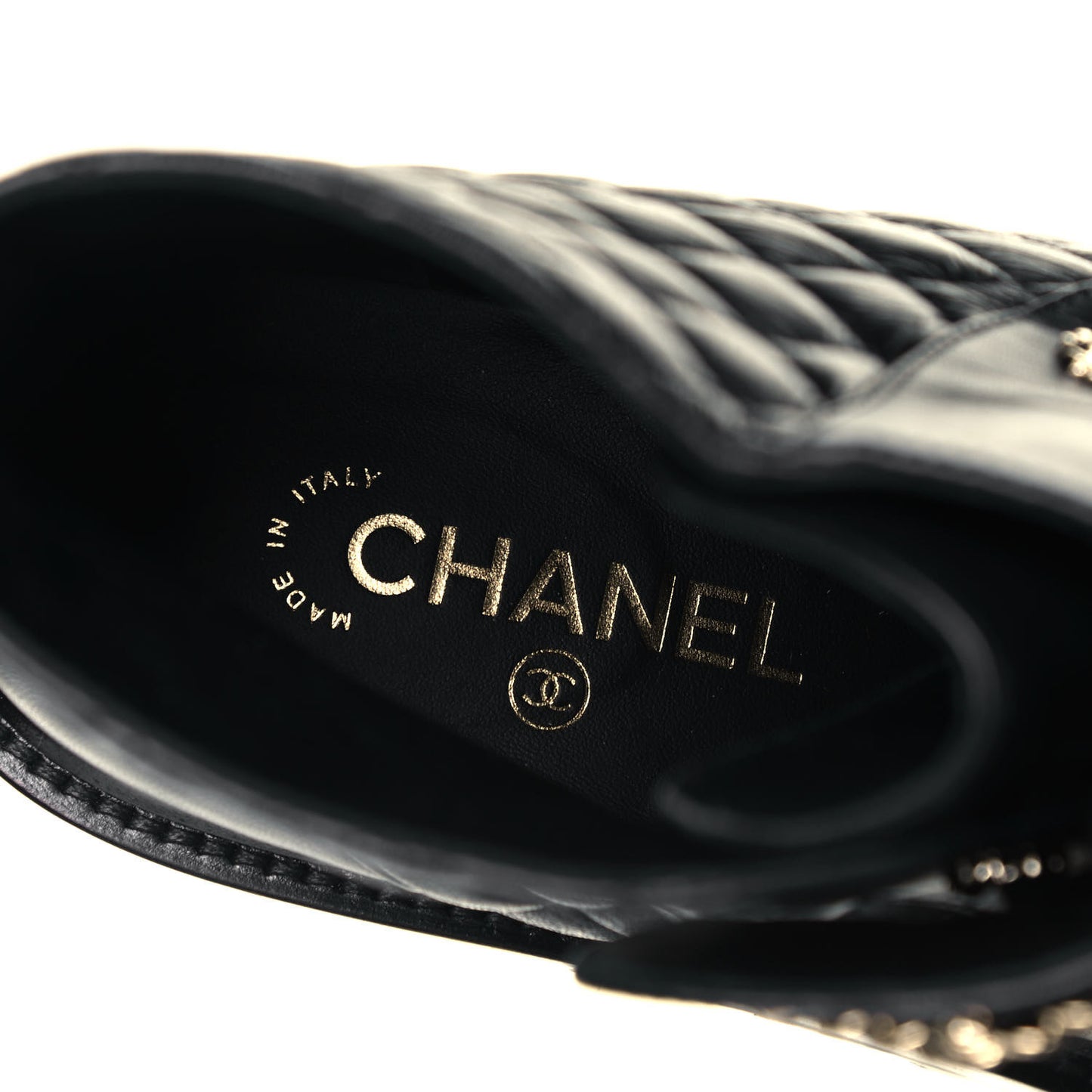 Shiny Lambskin Quilted Lace Up Combat Boots 41 Black
