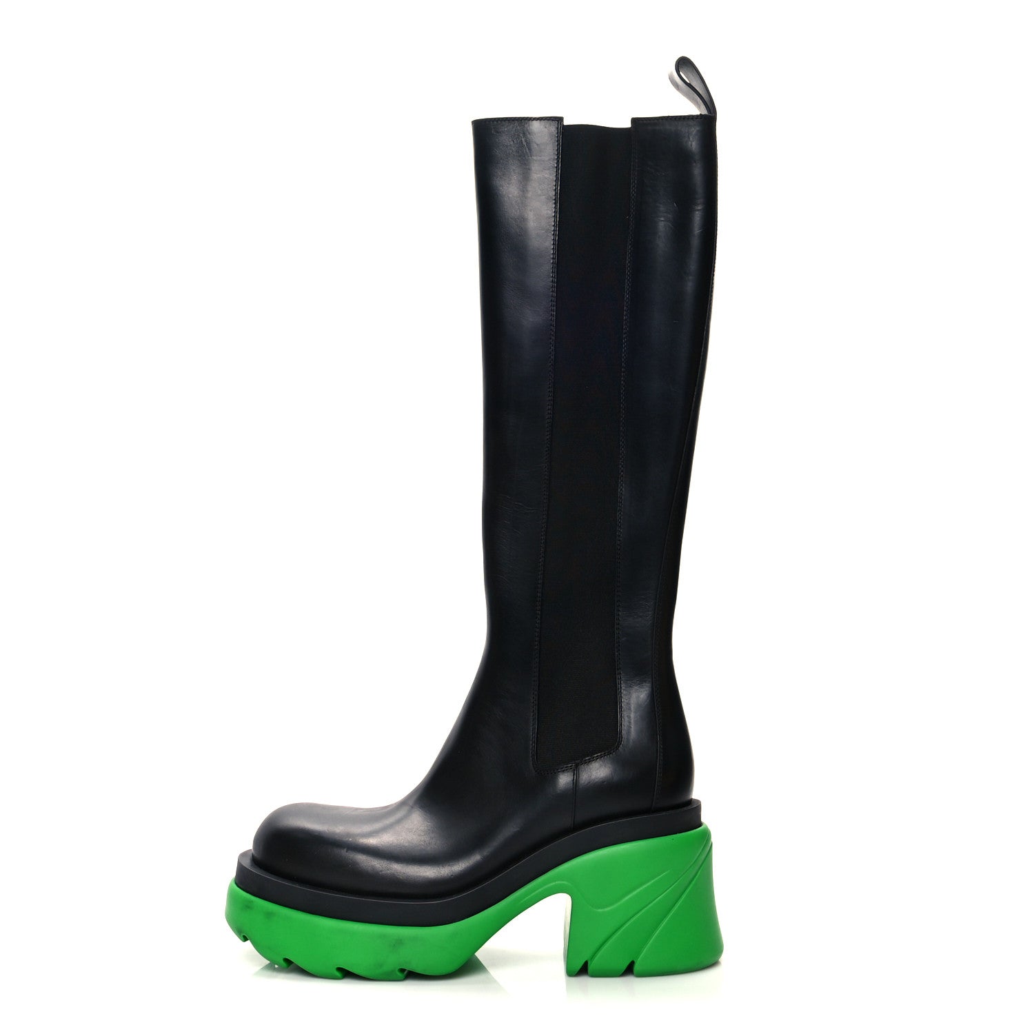 Bottega Veneta Calfskin The Flash High Chelsea Boots 40 Black Grass 1 of 8