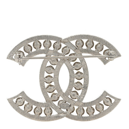 Chanel Pearl Crystal CC Brooch Silver 3 of 4