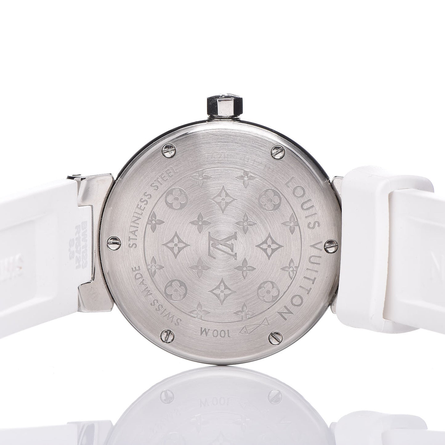 Stainless Steel Rubber Diamond Pink Mother of Pearl 28mm Tambour Quartz Watch