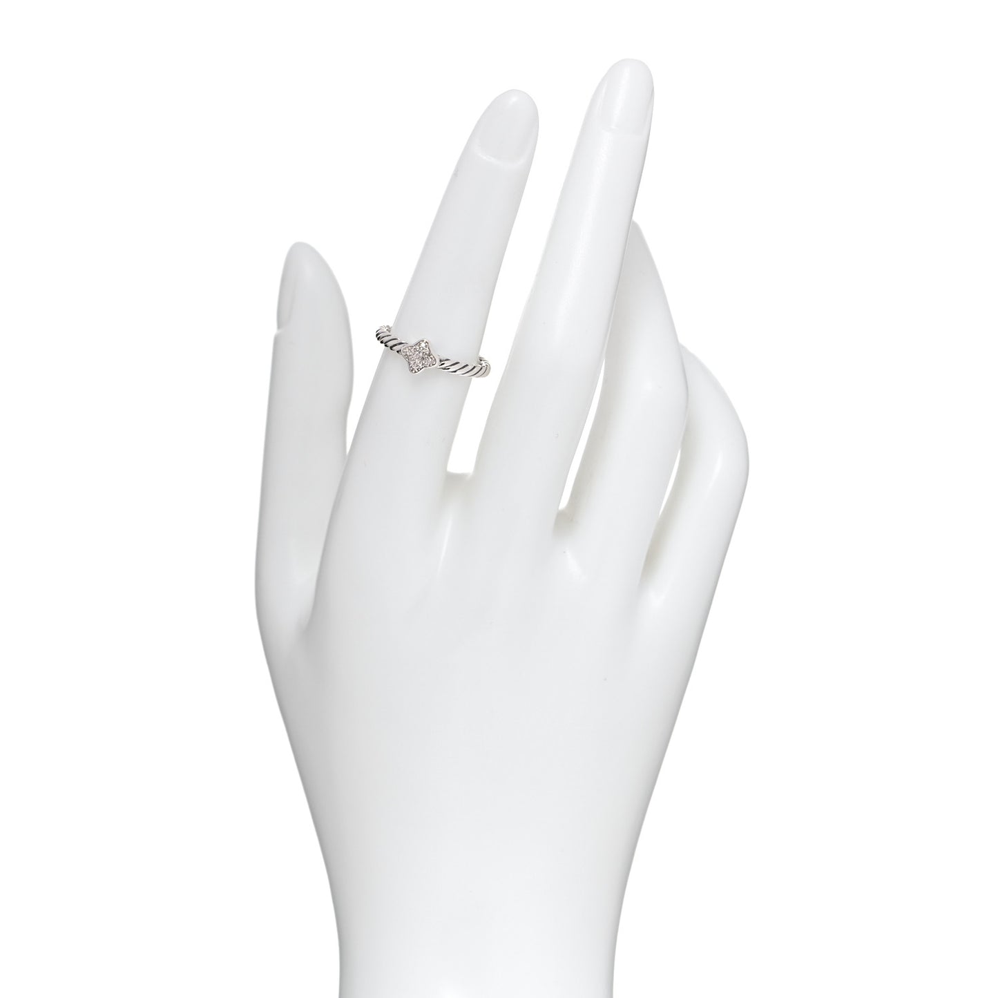 Sterling Silver Diamond Quatrefoil Ring 53 6.25
