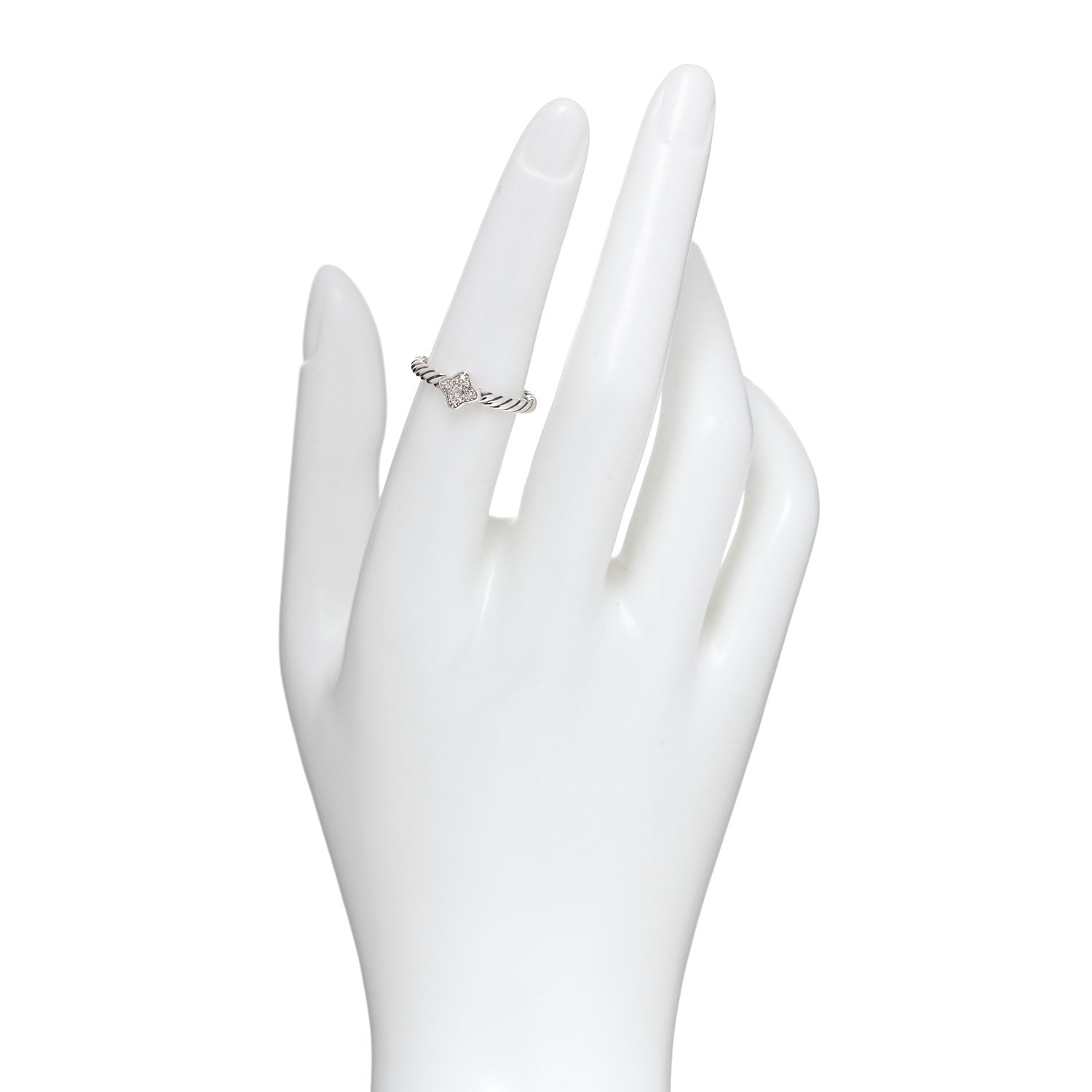 David Yurman Sterling Silver Diamond Quatrefoil Ring 53 6.25 2 of 5