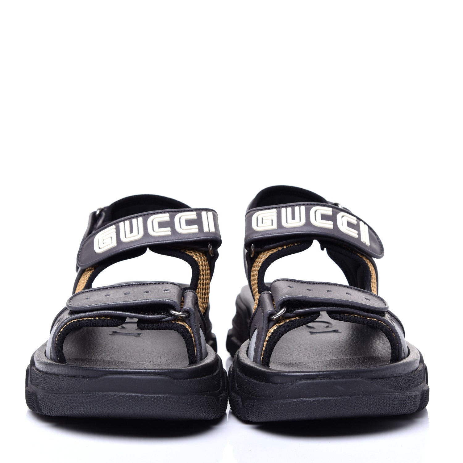 Gucci X SEGA Nappa Mesh Mens Aguru Sandals 8 Loess Black 3 of 11
