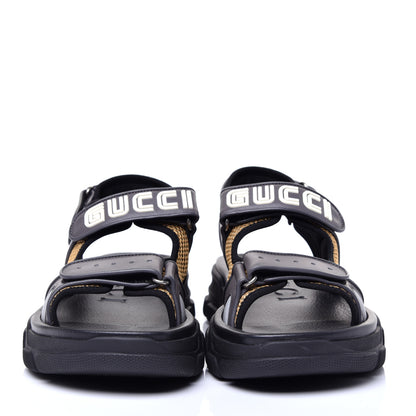Gucci X SEGA Nappa Mesh Mens Aguru Sandals 8 Loess Black 3 of 11