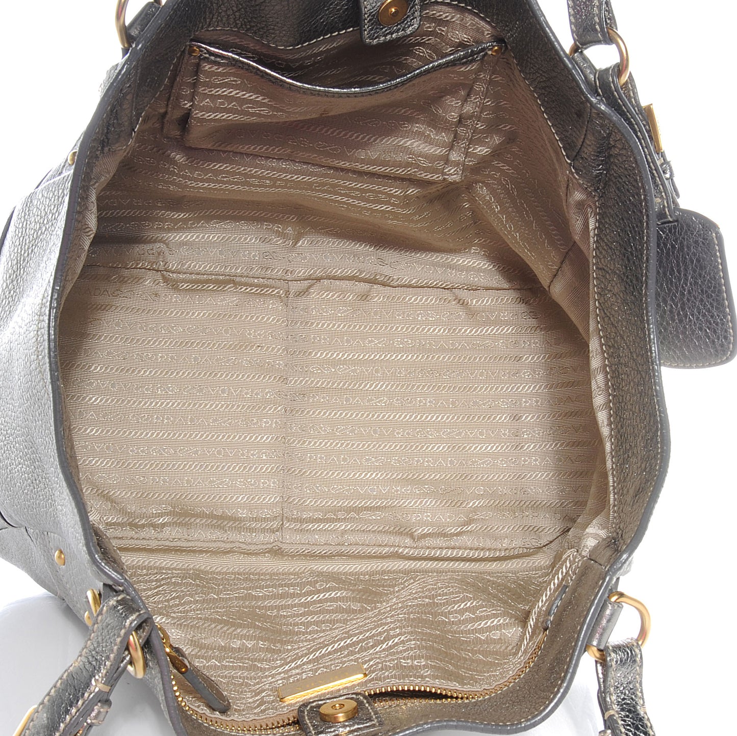 Vitello Daino Shoulder Bag Acciaio