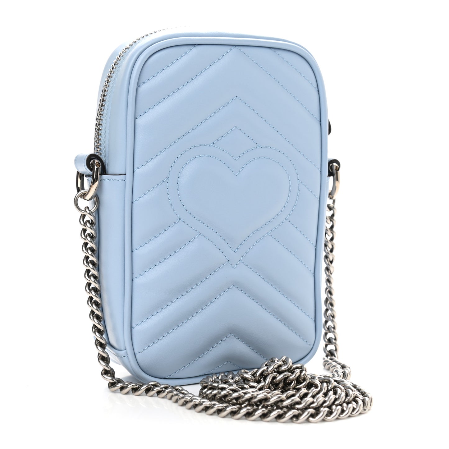 Calfskin Matelasse Mini GG Marmont Crossbody Bag Porcelain Light Blue