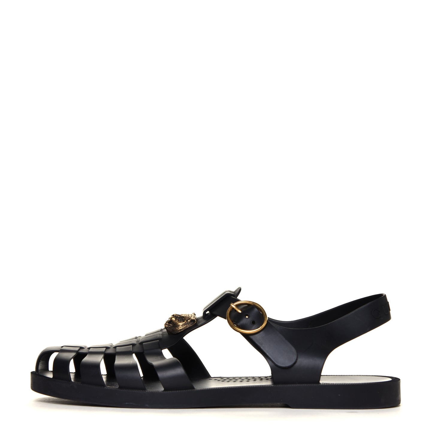 Rubber Mens Buckle Strap Sandal 11 Black