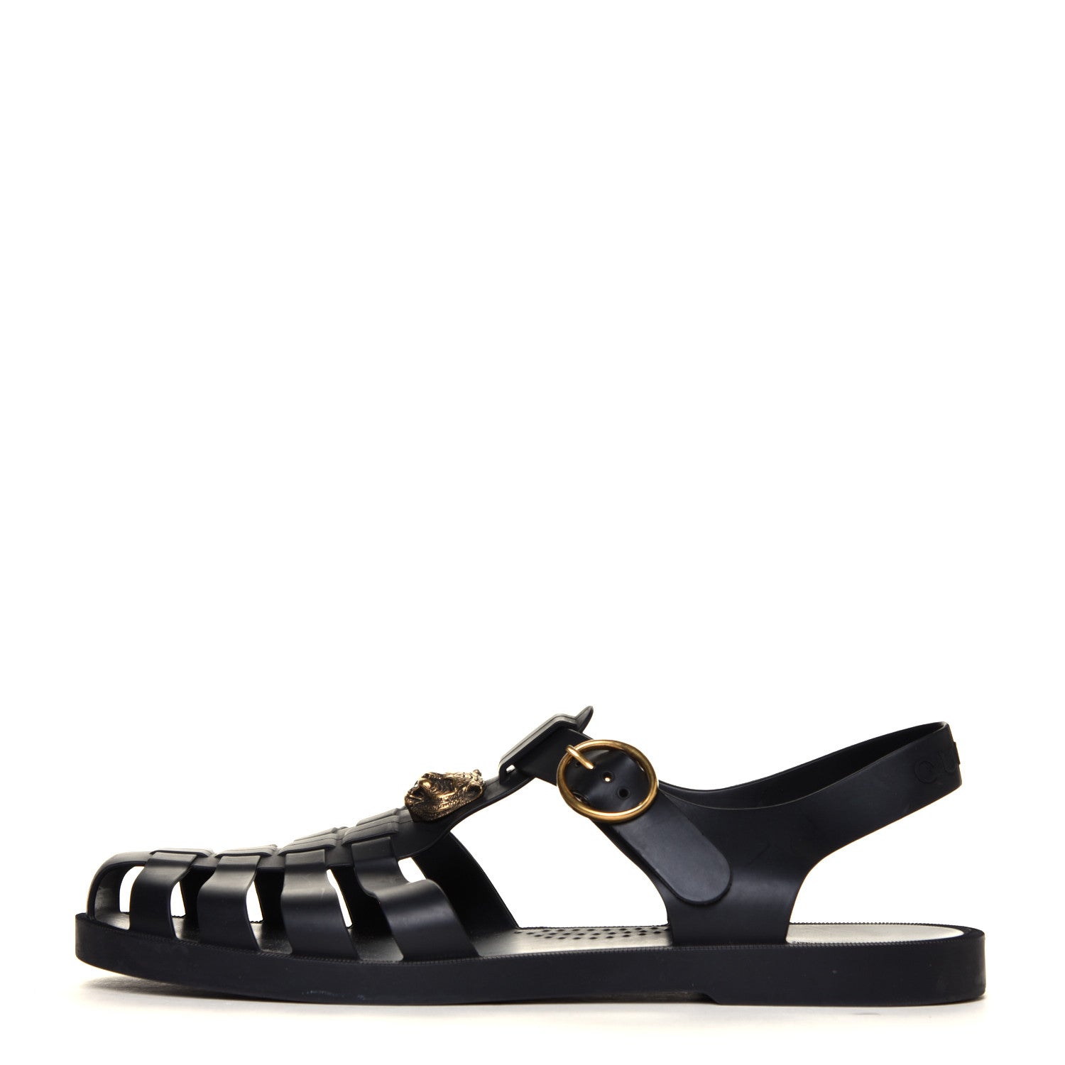 Gucci Rubber Mens Buckle Strap Sandal 11 Black 2 of 14
