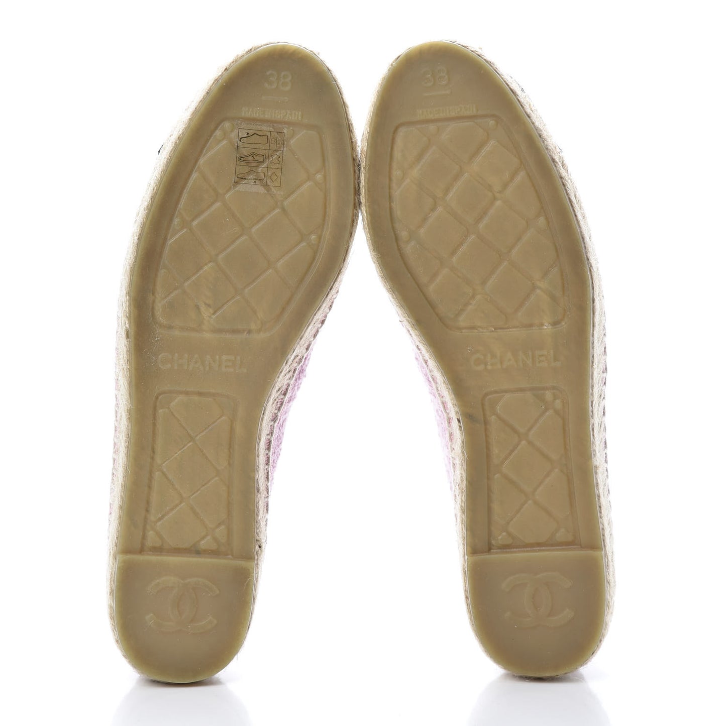 Tweed Patent CC Espadrilles 38 Pink Black