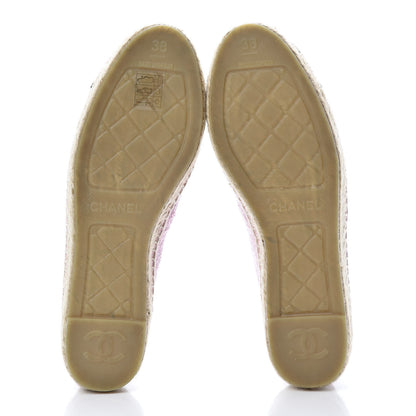 Chanel Tweed Patent CC Espadrilles 38 Pink Black 5 of 10
