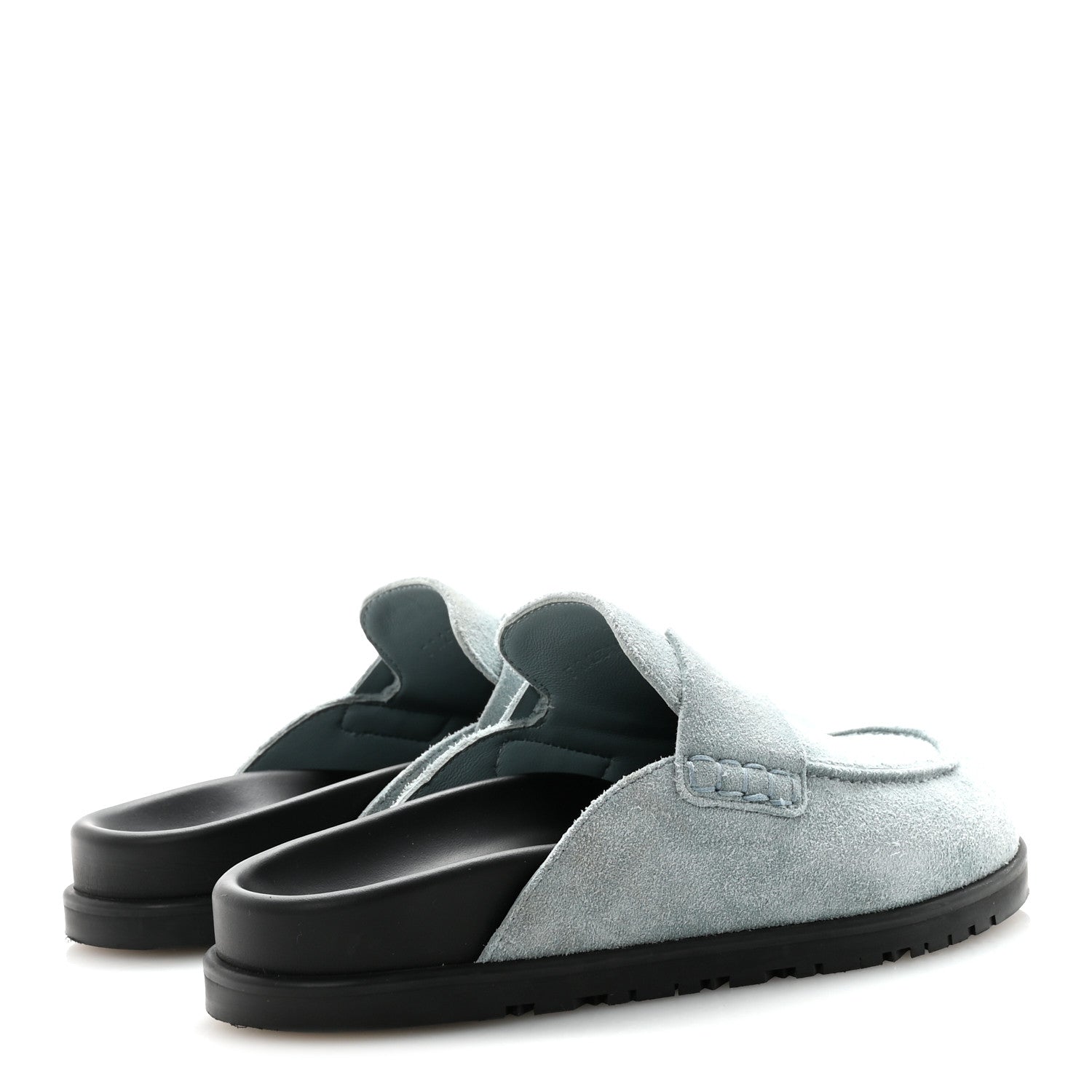 Hermes Suede Calfskin Womens Go Mules 36 Bleu Pinede 5 of 10