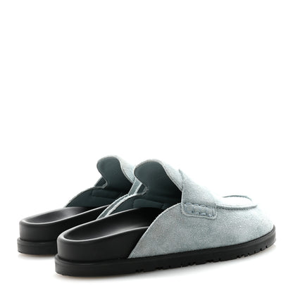 Hermes Suede Calfskin Womens Go Mules 36 Bleu Pinede 5 of 10