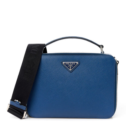 Prada Saffiano Travel Medium Brique Crossbody Bag Bluette 1 of 10
