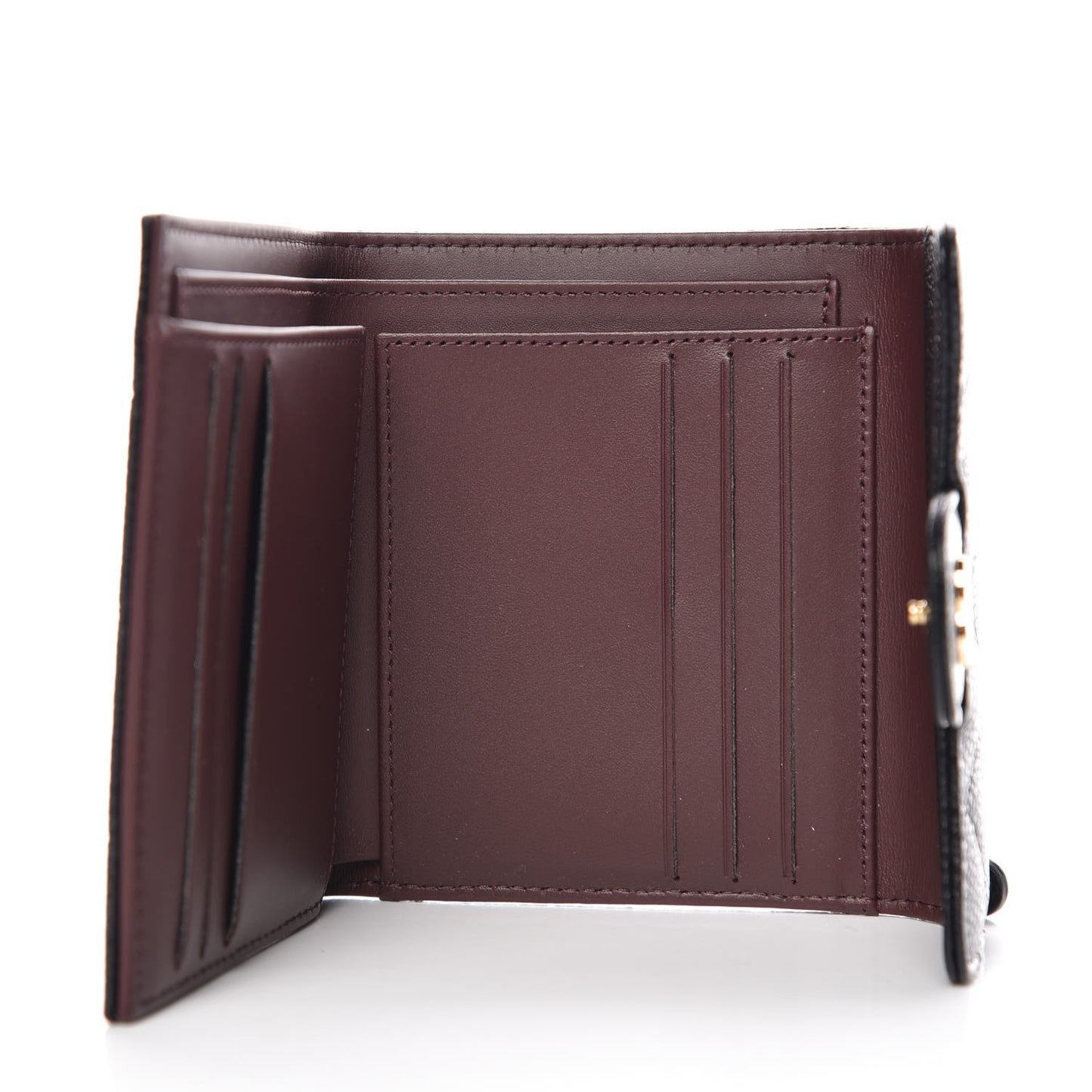 Caviar Quilted Compact Flap Wallet Black