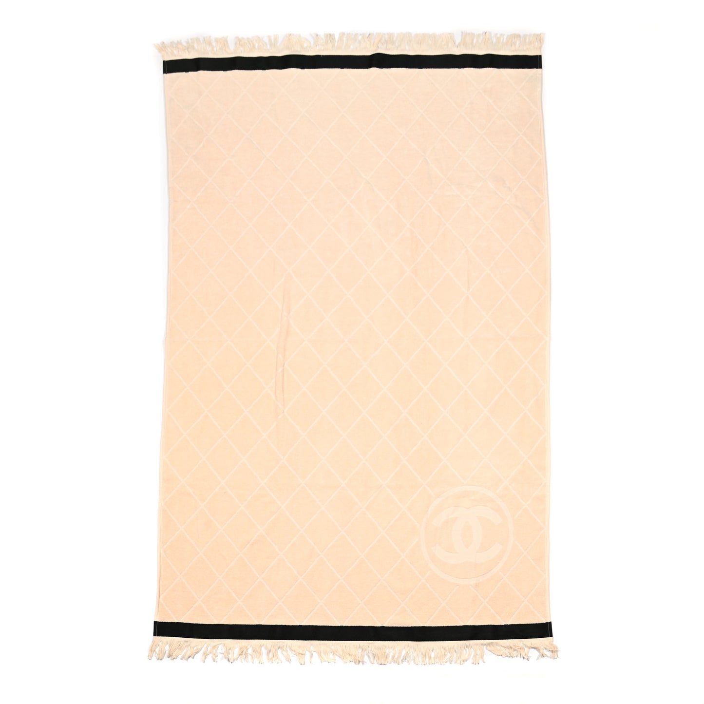 Terry Cotton CC Beach Tote Towel Beige Black