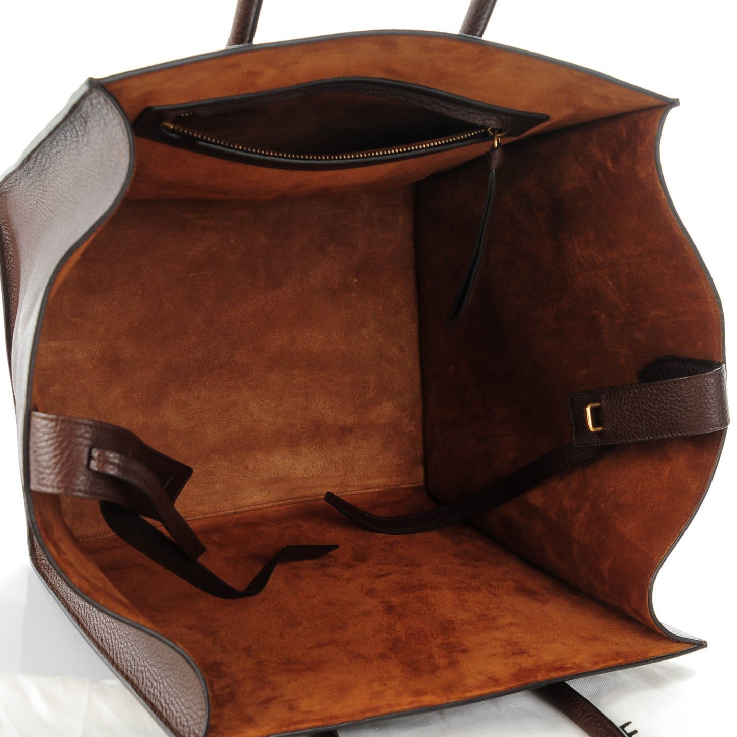 Shiny Grained Calfskin Medium Phantom Luggage Brown