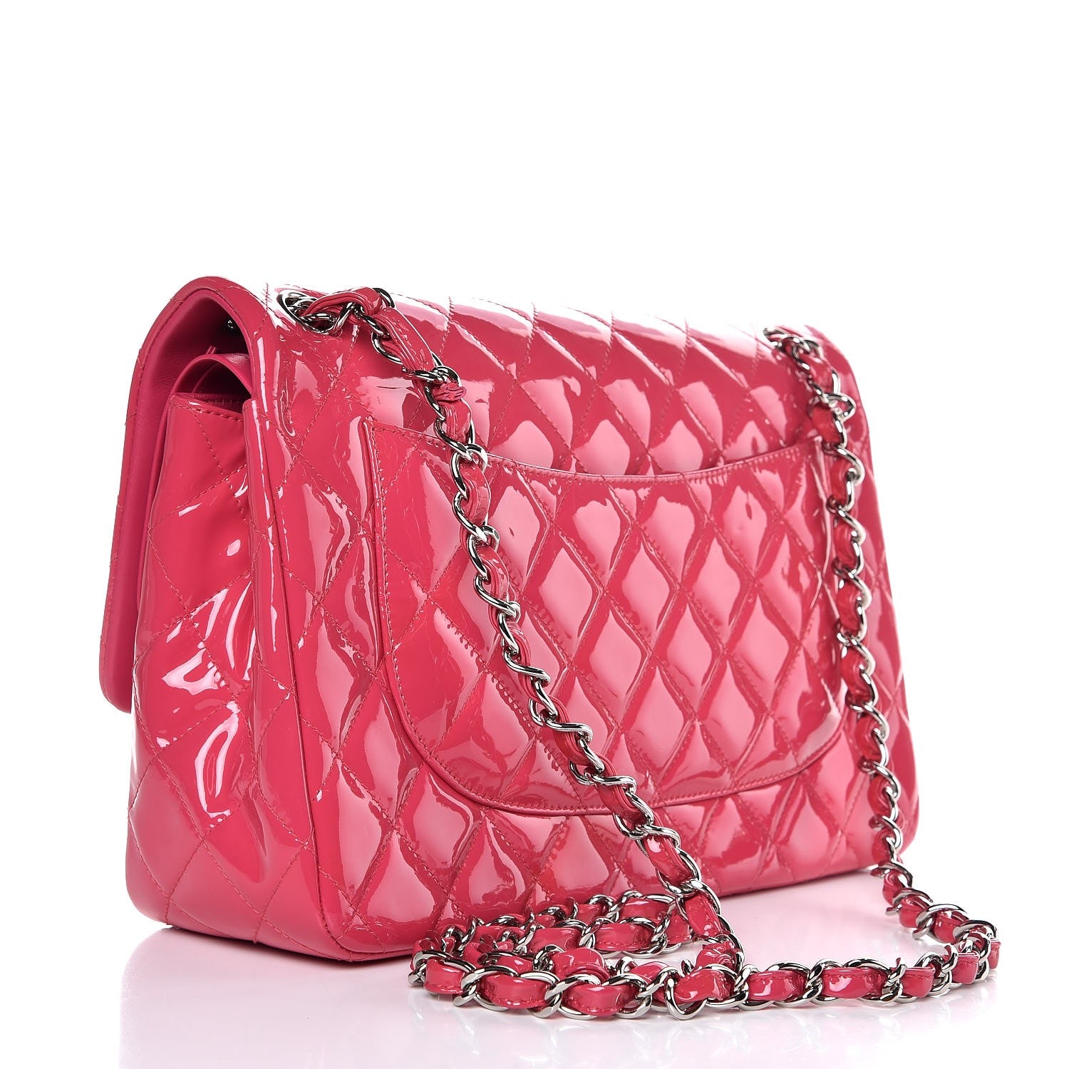 Chanel Patent Quilted Jumbo Double Flap Pink 3 of 8