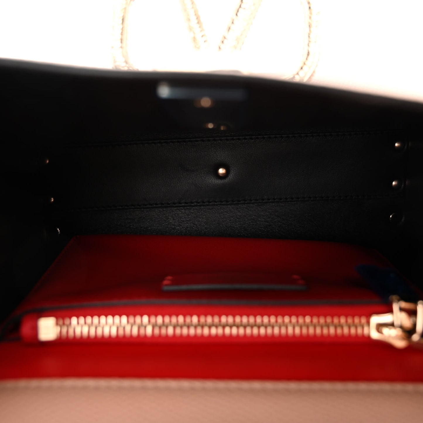 Grainy Calfskin Swarovski Crystal Embellished Small VSling Top Handle Bag Rose Cannelle