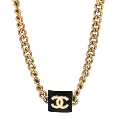 Chanel Metal Enamel CC Square Choker Gold Black White 1 of 4