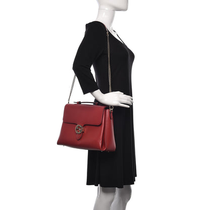 Gucci Dollar Calfskin Medium Interlocking G Top Handle Shoulder Bag Red 2 of 12