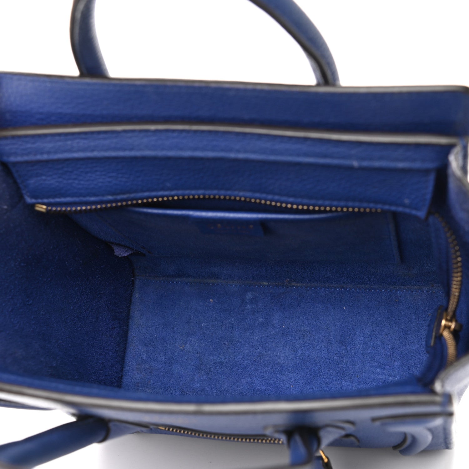 Celine Drummed Calfskin Nano Luggage Indigo 5 of 21
