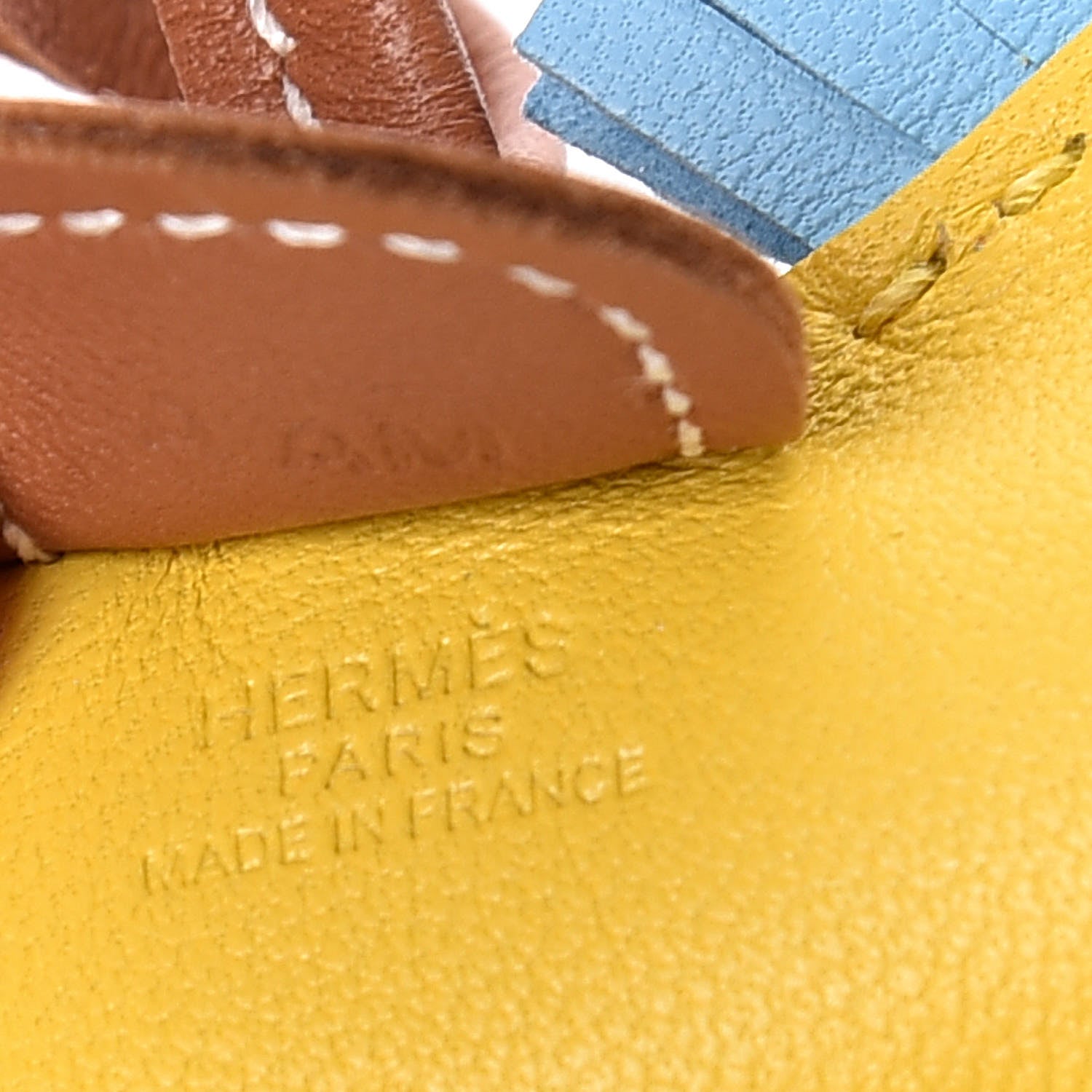 Hermes Milo Lambskin Grigri Rodeo Horse Bag Charm PM Jaune de Naples Celeste Gold 3 of 4