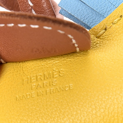 Hermes Milo Lambskin Grigri Rodeo Horse Bag Charm PM Jaune de Naples Celeste Gold 3 of 4