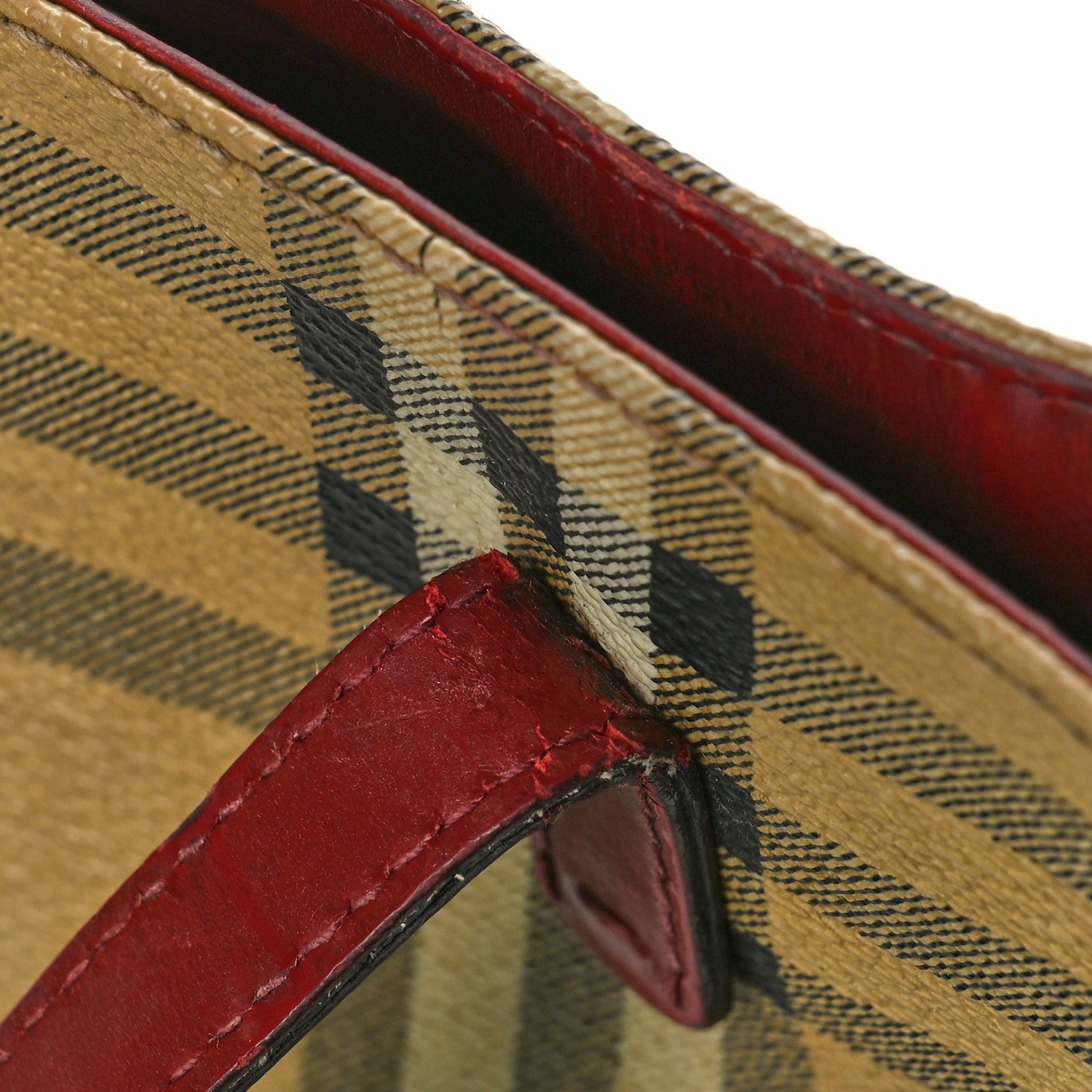 Burberry Haymarket Check Small Tote Red 17 of 20