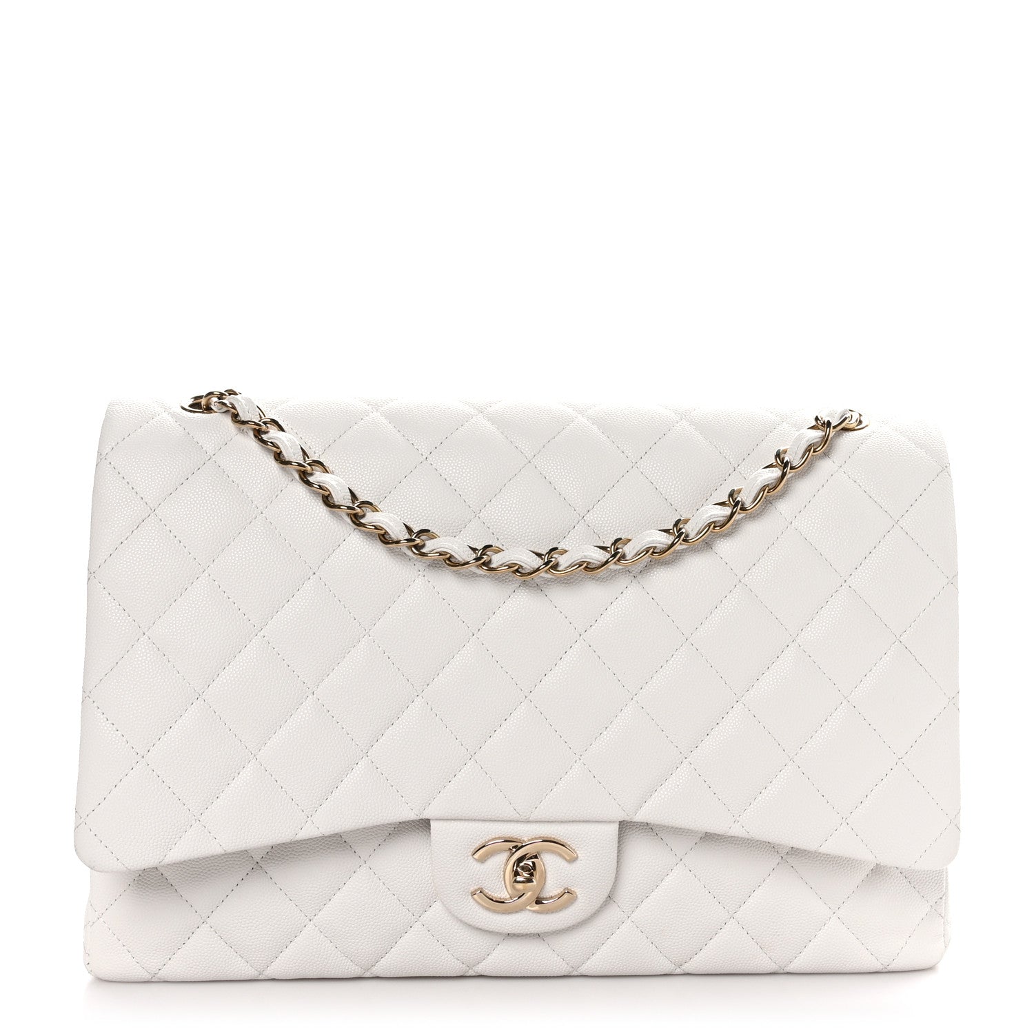 Chanel Caviar Quilted Maxi Double Flap White 1 of 10