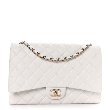 Chanel Caviar Quilted Maxi Double Flap White 1 of 10