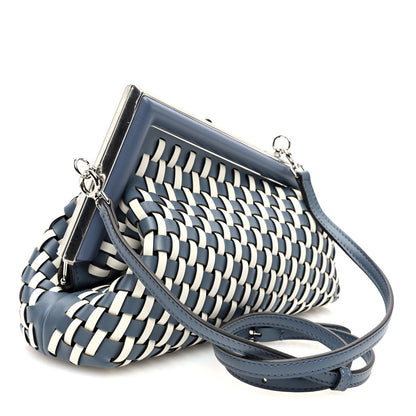 Fendi Vitello Grace Intreccio Small Fendi First Mirto Blue White Ice 3 of 10