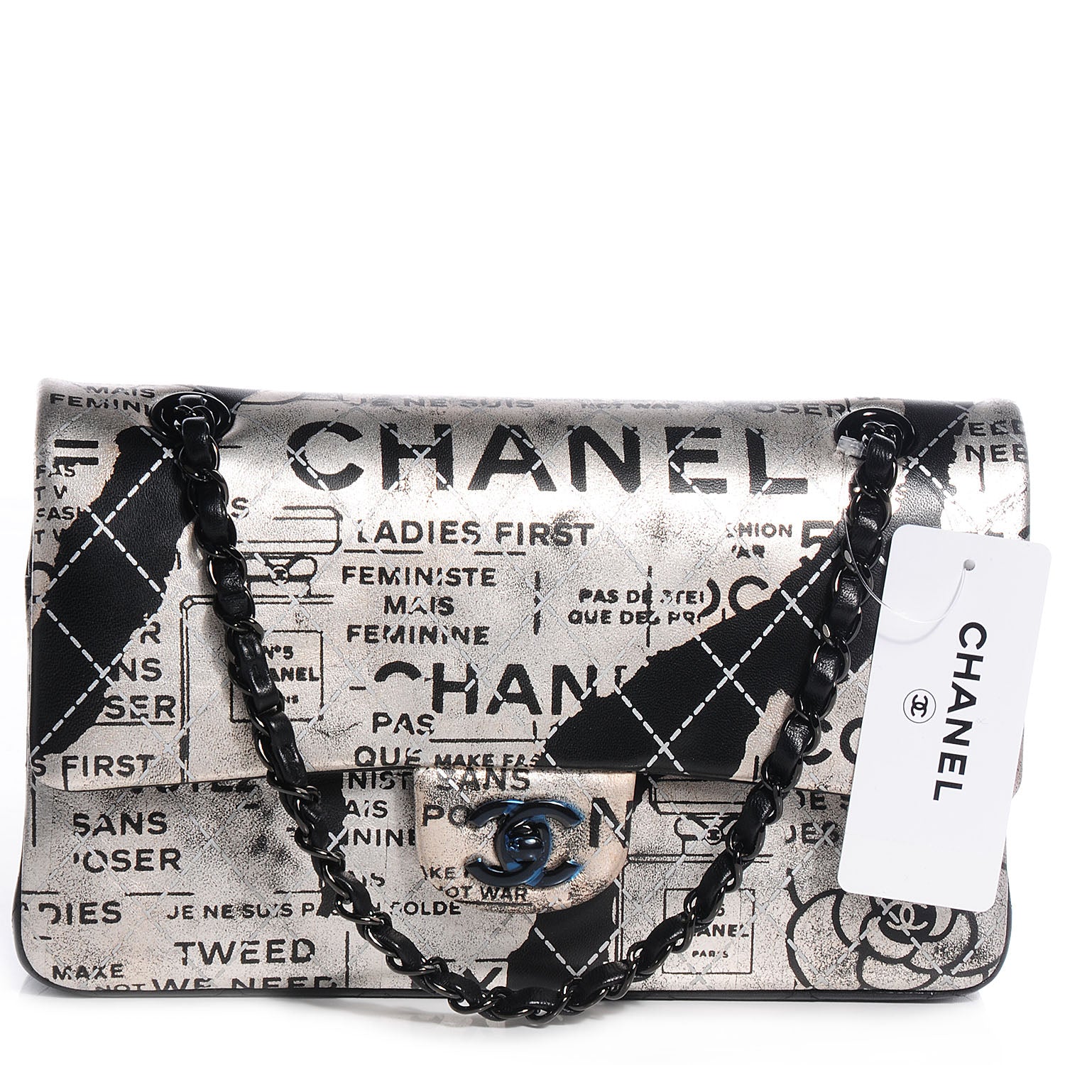 Chanel Lambskin Hand Painted Medium Double Flap Black 1 of 8