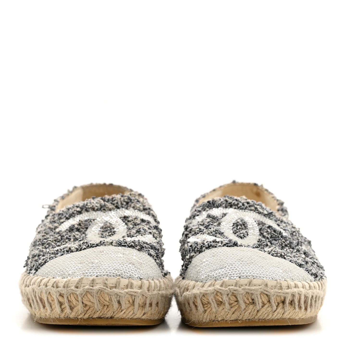 Tweed Sequin CC Espadrilles 37 Black White