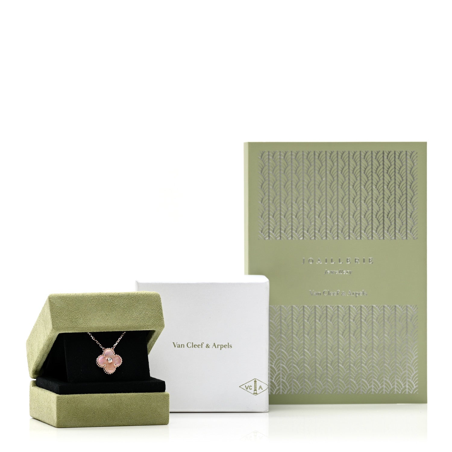 Van Cleef & Arpels 18K Rose Gold Diamond Pink Mother of Pearl Vintage Alhambra Pendant Necklace 6 of 6