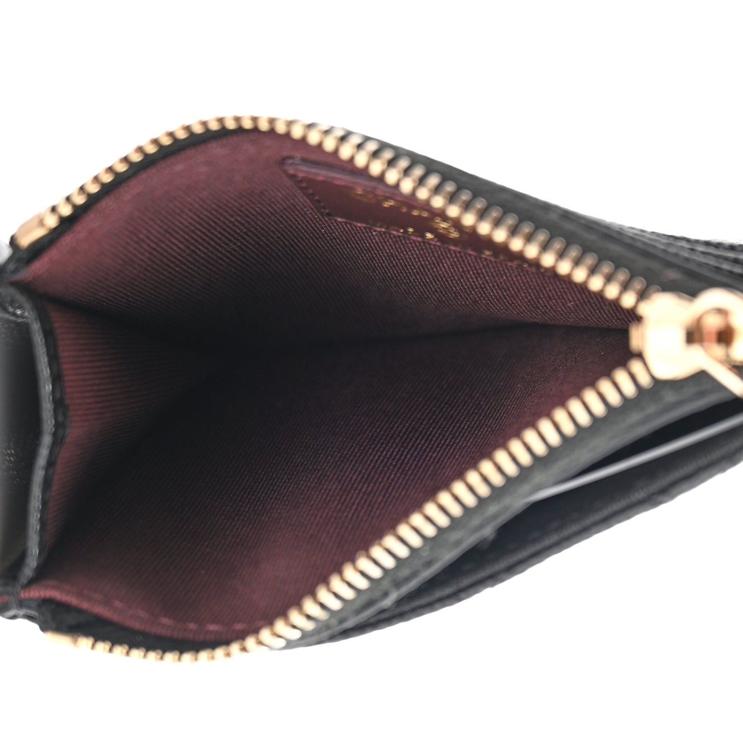 Caviar Quilted CC Zip Card Holder Black