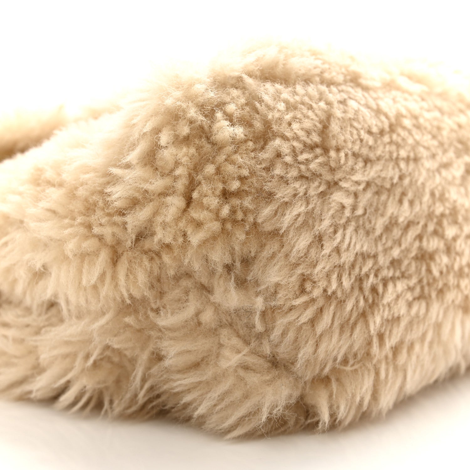 Saint Laurent Shearling Lambskin Quilted Sade Puffer Envelope Clutch Natural Beige 9 of 11