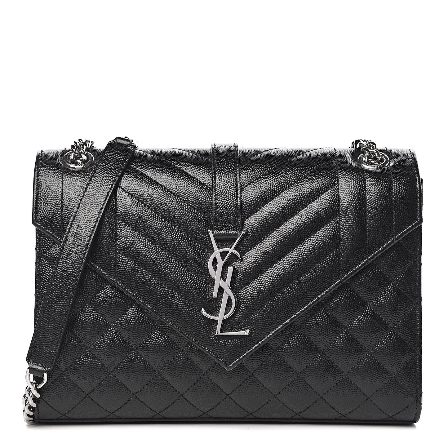 Grain De Poudre Textured Mixed Matelasse Triquilt Medium Monogram Satchel Black