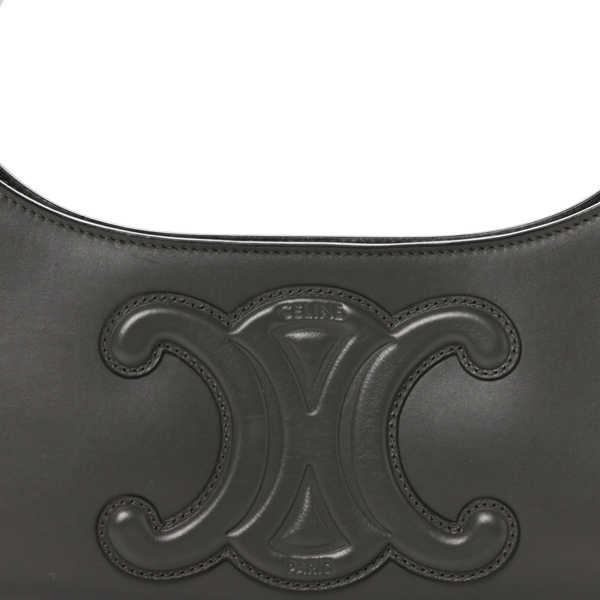 Celine Smooth Calfskin Cuir Triomphe Shoulder Bag Dark Army 7 of 9