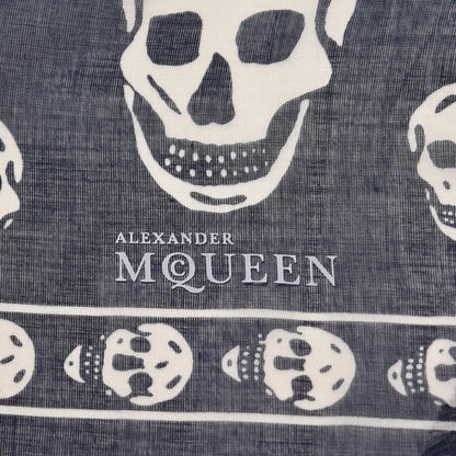 Alexander McQueen Modal Cashmere Skull Scarf Navy 4 of 4