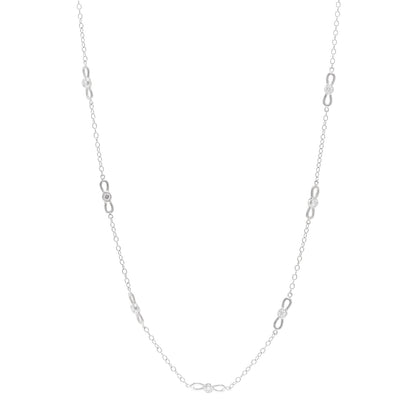 Tiffany 18K White Gold Diamond Infinity Station Necklace 1 of 5