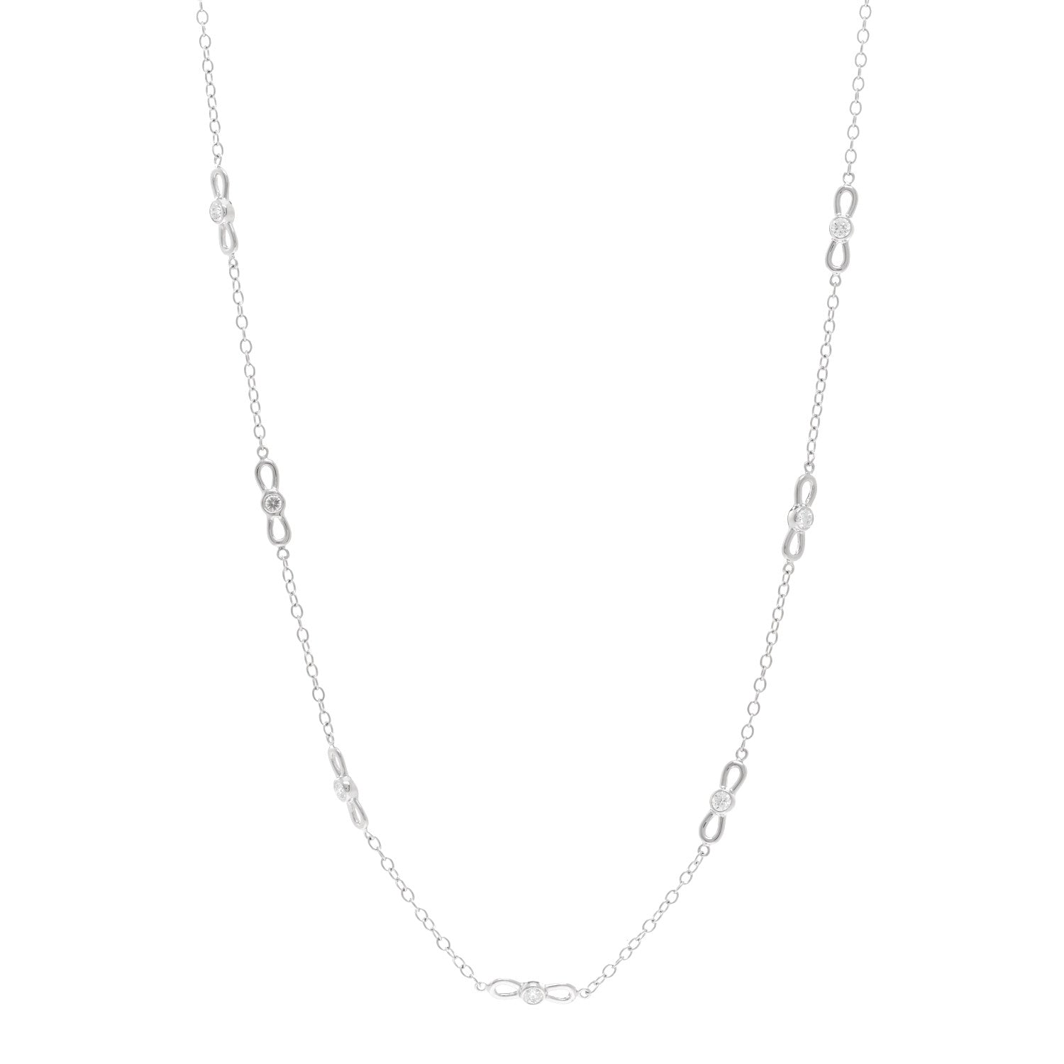 Tiffany 18K White Gold Diamond Infinity Station Necklace 1 of 5