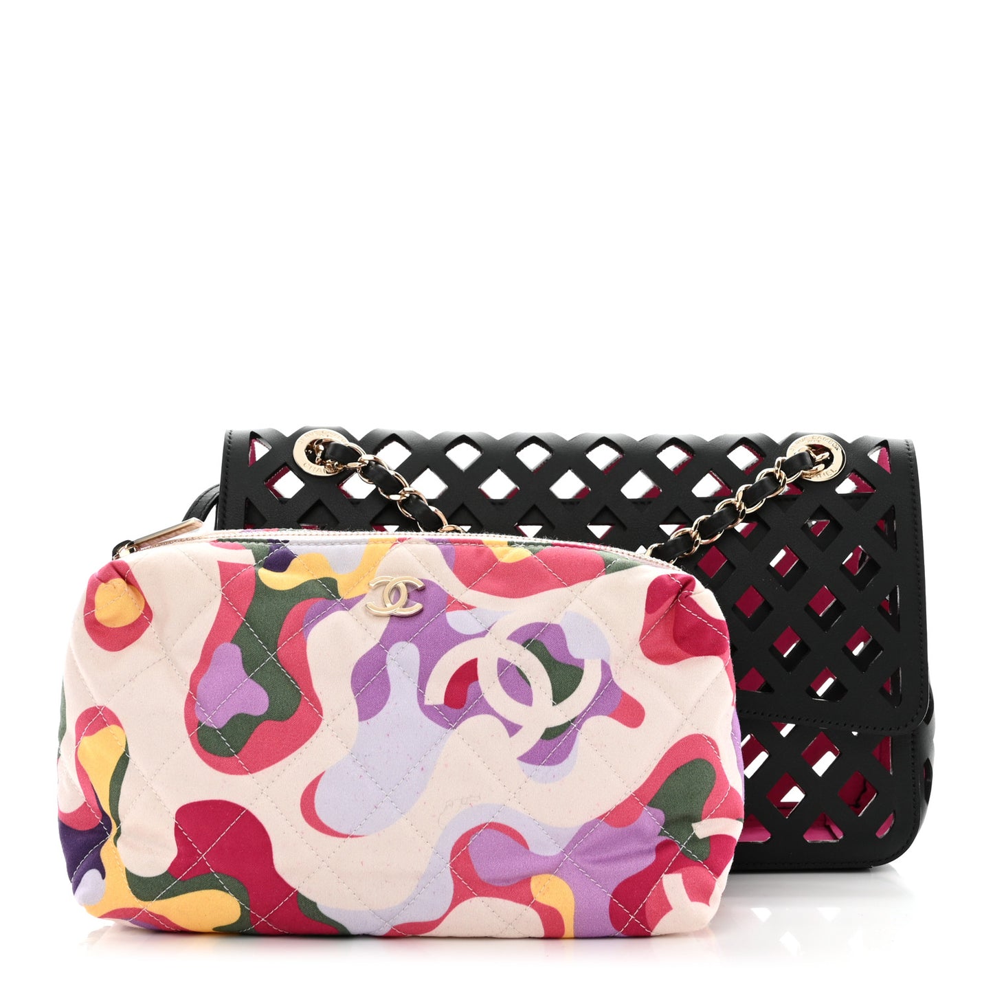 Lambskin Sea Through Flap Black Multicolor